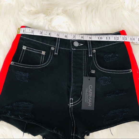 Carmar Denim Size 25 Side Zip distressed shorts - Picture 5 of 11